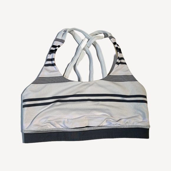 Lululemon Energy Sports Bra Low Impact White & Grey Stripes - Picture 1 of 8